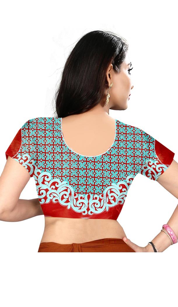 Red Color Silk Color Designer Plus Size Readymade Blouse - 417950949
