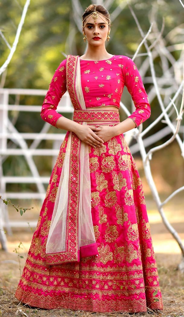 Charming Pink Color Silk Designer Heavy Wedding Wear Lehenga Choli - 420051156