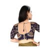 3/4 Sleeve Navy Blue Silk Party Wear Readymade Blouse - 418850999