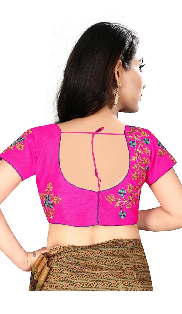 Rani Color Silk Short Sleeve Party Wear Readymade Blouse - 418851006