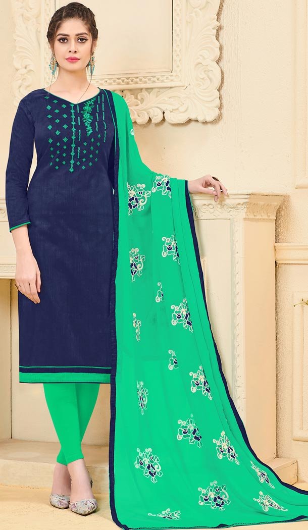 Ravishing Blue Color Bangalori Slub Casual Wear Salwar Kameez - 419851127