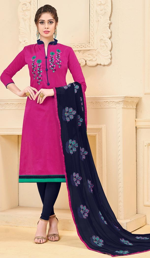 Attractive Pink Color Bangalori Slub Casual Wear Salwar Kameez - 419851129