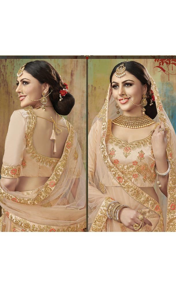 Cream Satin Silk Traditional Designer Lehenga Choli - 422551447