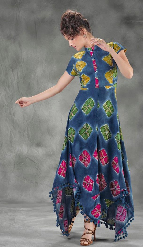 Blue Color Georgette Designer Wear Long Readymade Kurtis