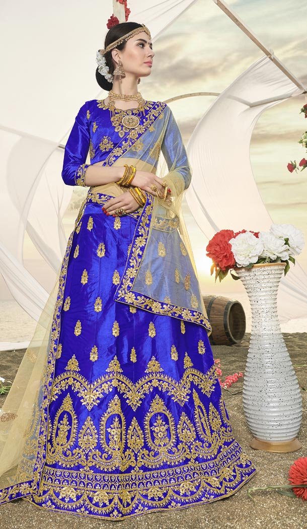 Exotic Blue Color Silk Embroidery Party Wear Lehenga Choli - 425851938