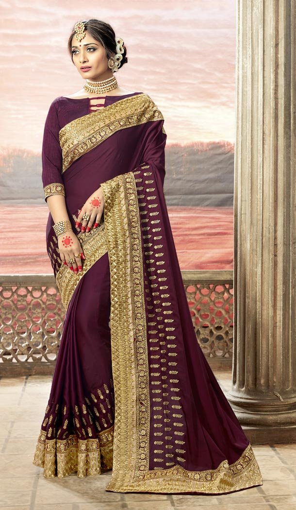 Charming Wine Color Rangoli Silk Traditional Wear Sarees Blouse - 424751744
