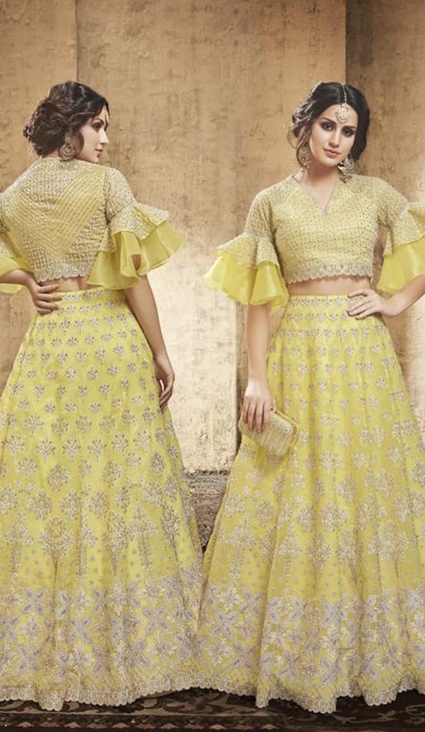 Yellow Color Net Heavy Embroidery Designer Lehenga Choli - 431152702