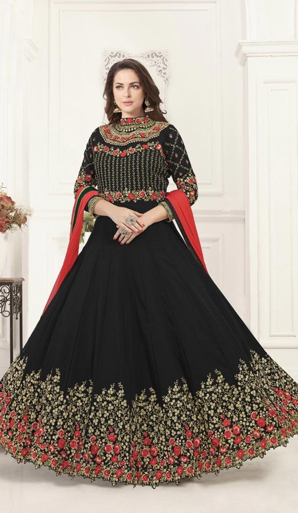 Black Color Georgette Designer Abaya Style Long Salwar Kameez - 431052691