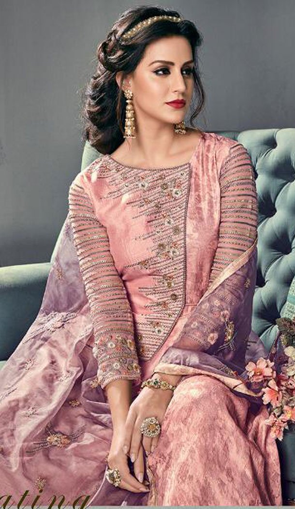 Exquisite Peach Color Tussar Silk Designer Abaya Style Gown Dress - 445254527