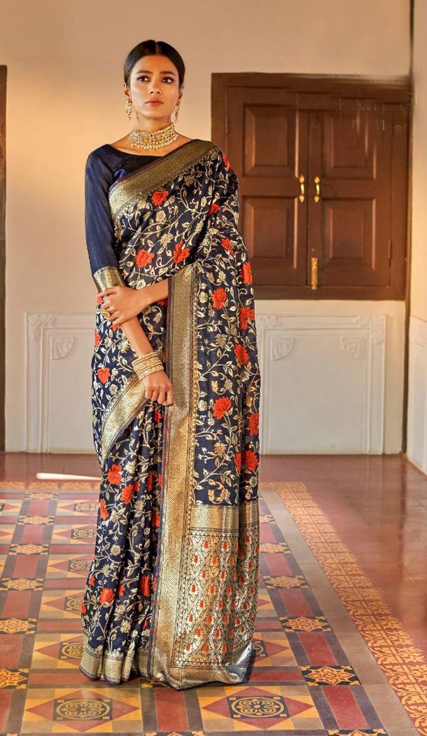 Dark Blue Color Kansula Silk Designer Traditional Wear Saree With Blouse - 451055202
