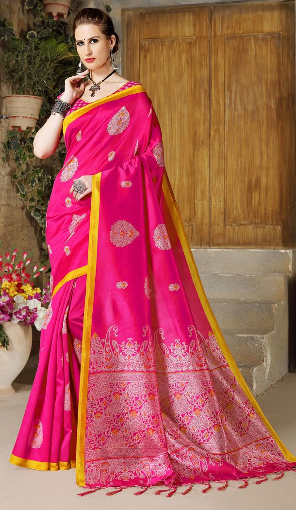 Pink Color Silk Casual Wear Saree Blouse - 449555084