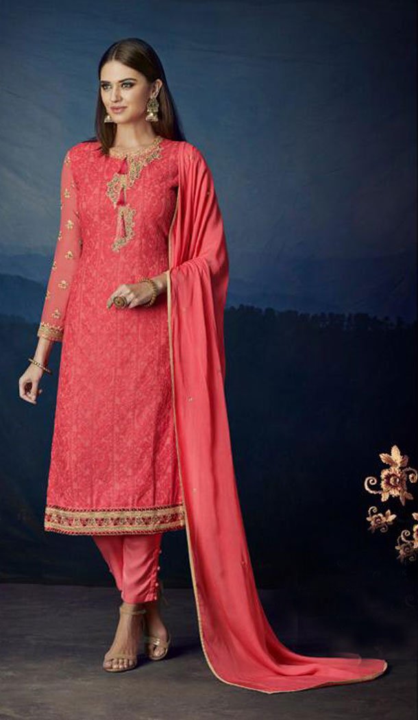 Pink Color Premium Georgette Eid Wear Salwar Kameez - 453255585