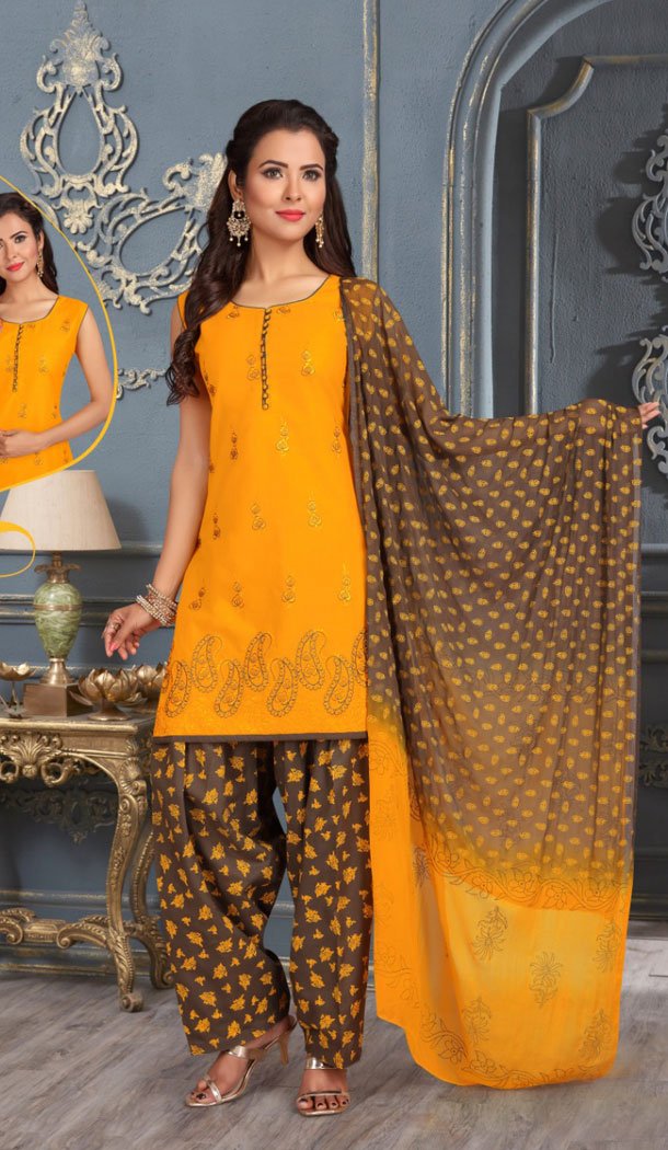 Yellow Color Chanderi Silk Party Wear Readymade Salwar Kameez - 455855934