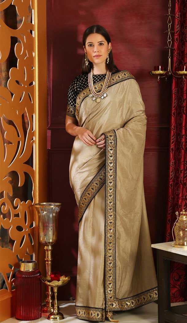 Beige Color Pure Georgette Party Wear Plus Size Saree Blouse - 458256450