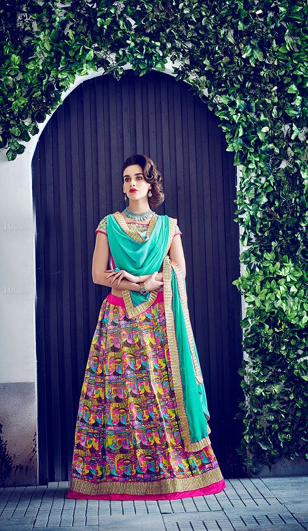 Multi Color Banglori Silk Fancy Party Wear Lehenga Choli - 466257442