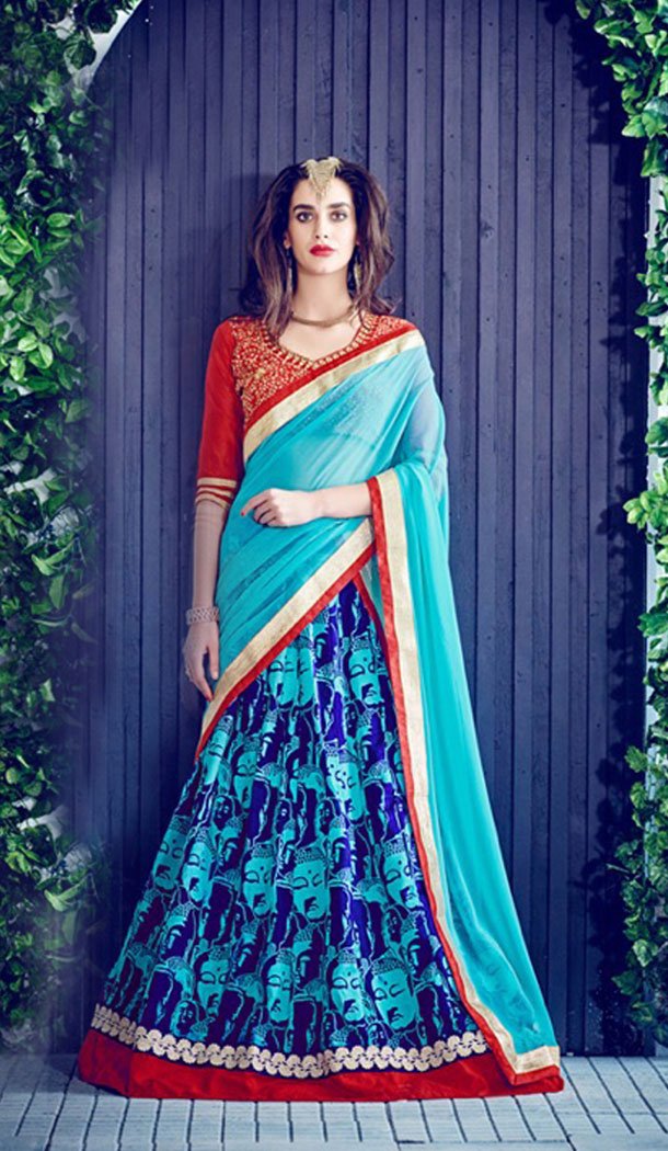 Blue Color Banglori Silk Fancy Party Wear Lehenga Choli - 466257443