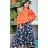 Orange And Blue Color Silk Party Wear Crop Top Readymade Kid Girl Gown