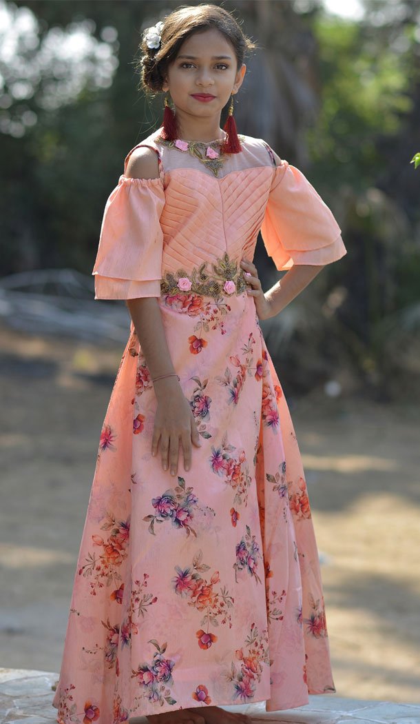 crop gown for girls