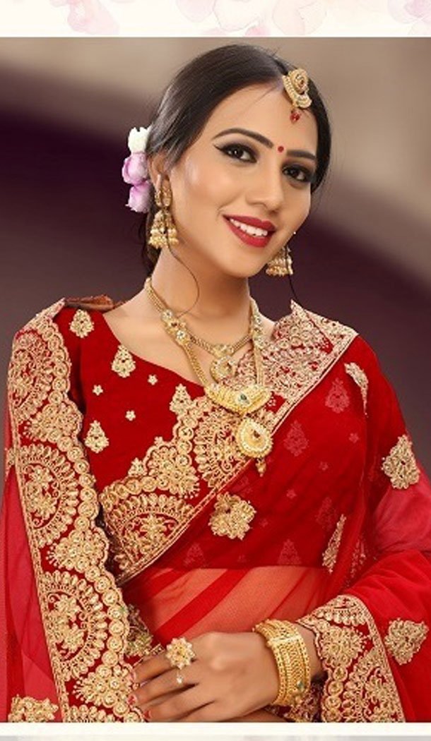 Red Color Satin Silk Designer Wear Plus Size Lehenga Choli - 464157185
