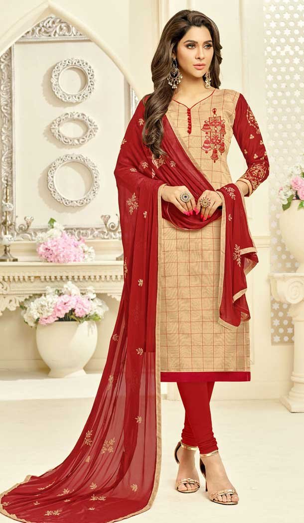 Beige Color South Silk Casual Office Wear Salwar Kameez - 477558621