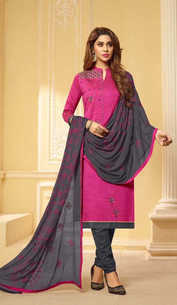 Magenta Pink Color South Cotton Casual Office Wear Salwar Kameez - 477558642