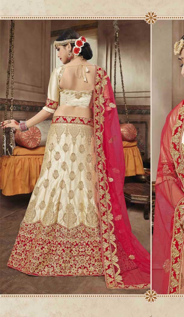 Beige Color Silk Satin Designer Plus Size Chaniya Choli - 480459087