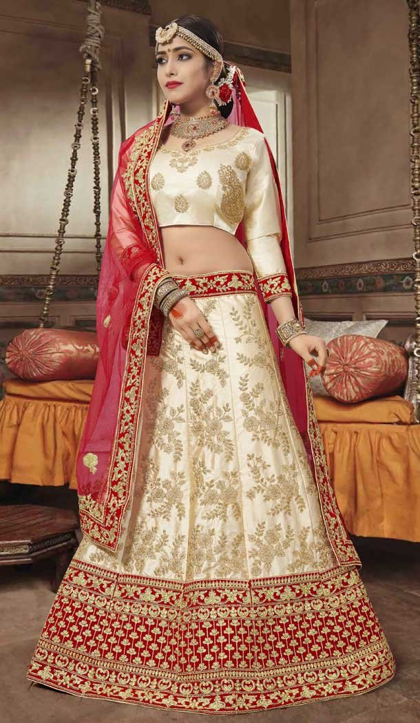 Beige Color Silk Satin Designer Plus Size Chaniya Choli - 480459088