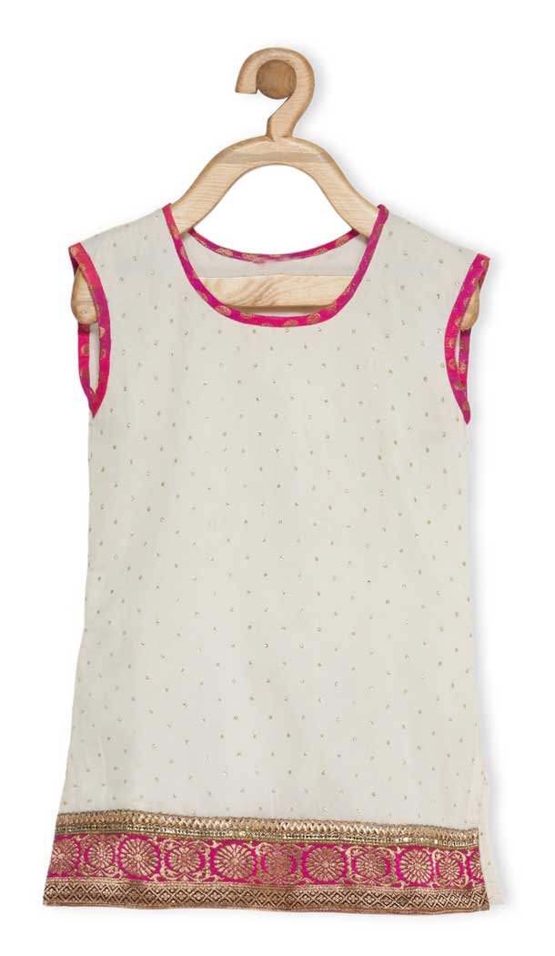Off White Color Faux Georgette Designer Kids Girl Salwar Kameez - 482559351