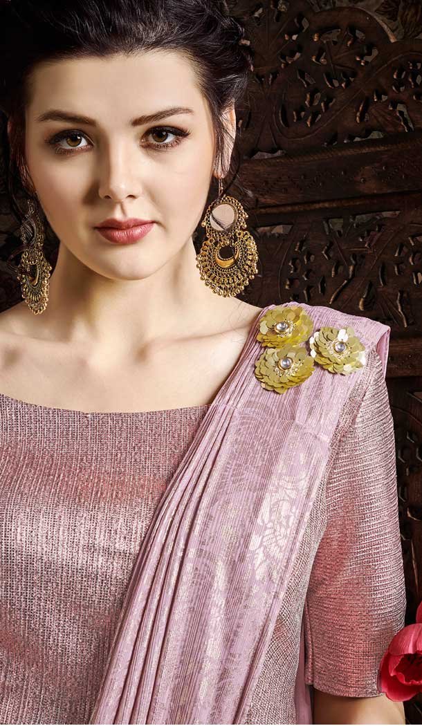 Light Pink Color Fancy Imported Pre-stitched Saree - 484859631