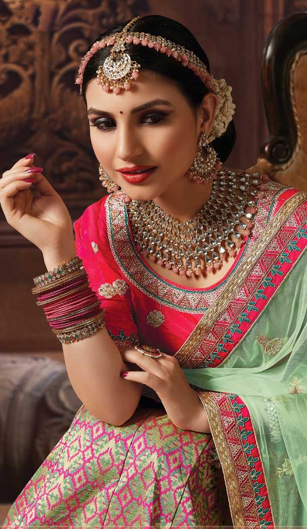 Multi Color Banarasi Art Silk Wedding Lehenga Choli - 63383600