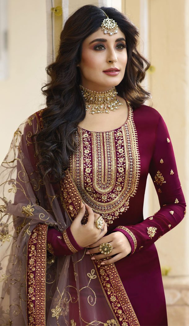 Magenta Color Satin Georgette Eid Special Salwarkameez - 489360168