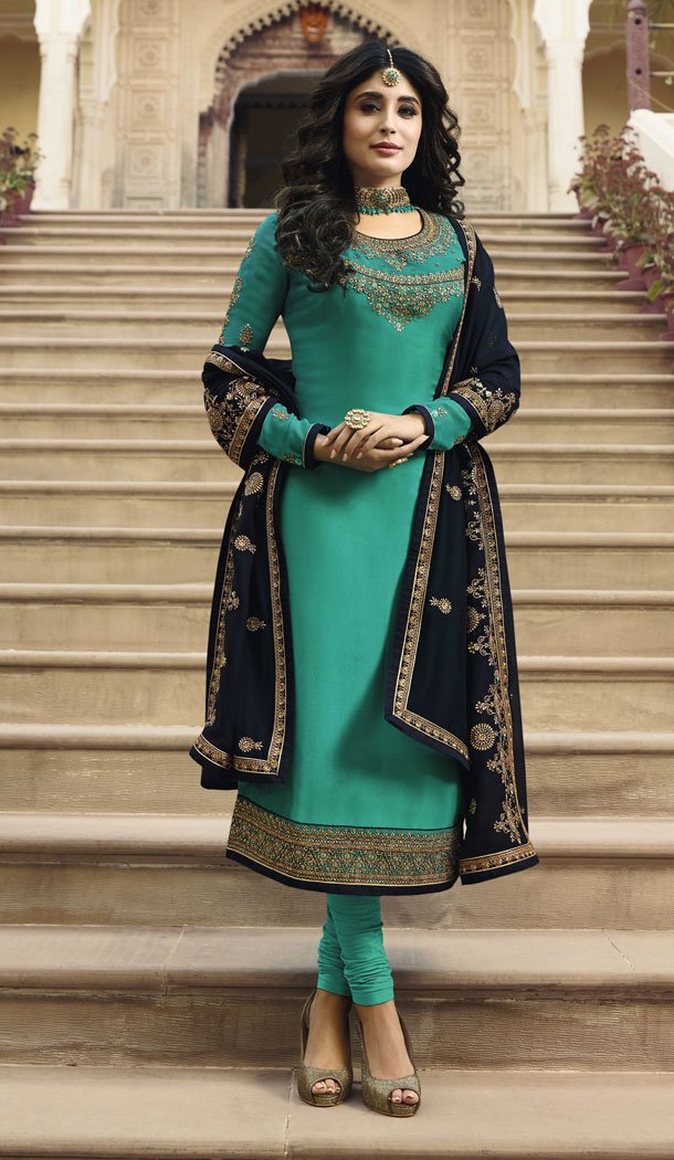 Light Blue Color Satin Georgette Eid Special Salwarkameez - 489360173