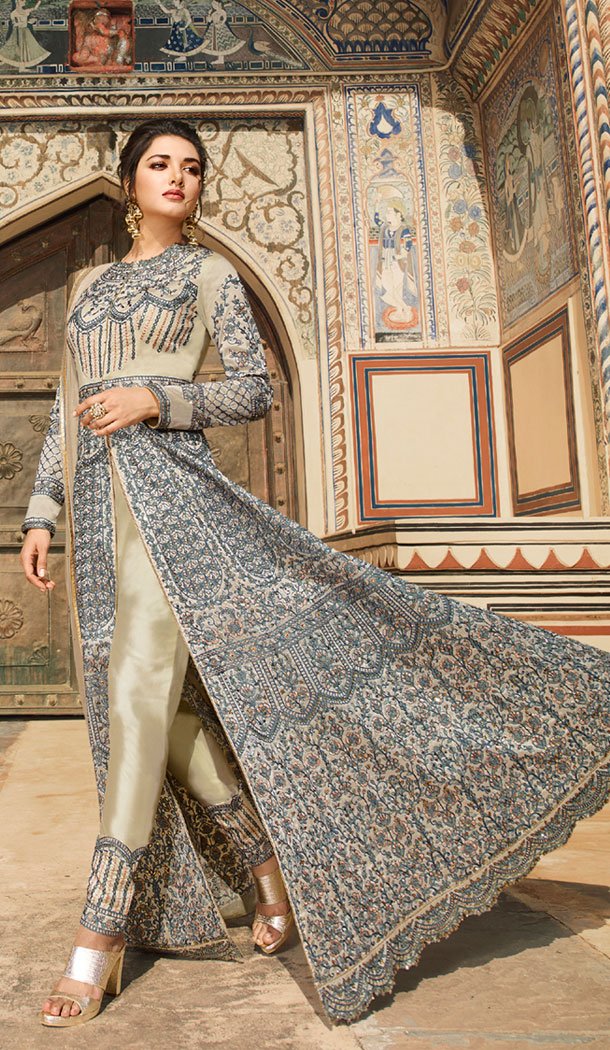 Grey Color Tafetta Base Designer Lehenga Suit - 495260808