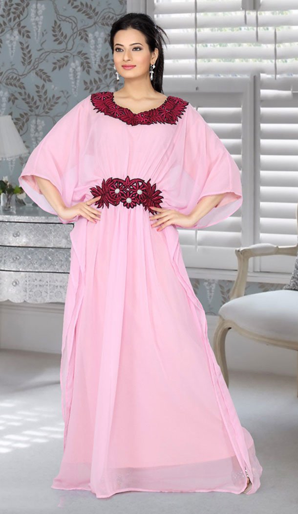 pink colour gown design