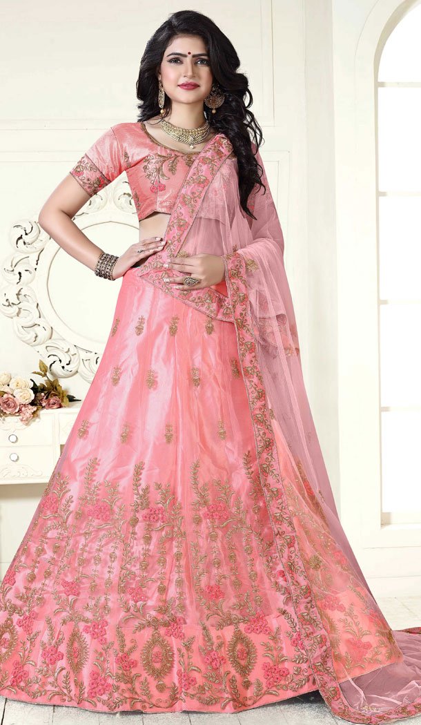 Pink Color Net Traditional Party Wear Plus Size Chaniya Choli - 515963194