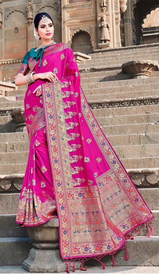 Pink Color Banarasi Silk Designer Banarasi Silk Saree - 523464217