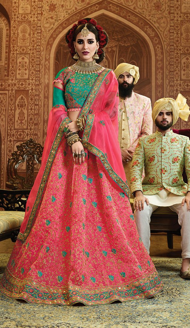 Dark Pink Color Organza Silk Heavy Designer Lehenga Choli - 65285437