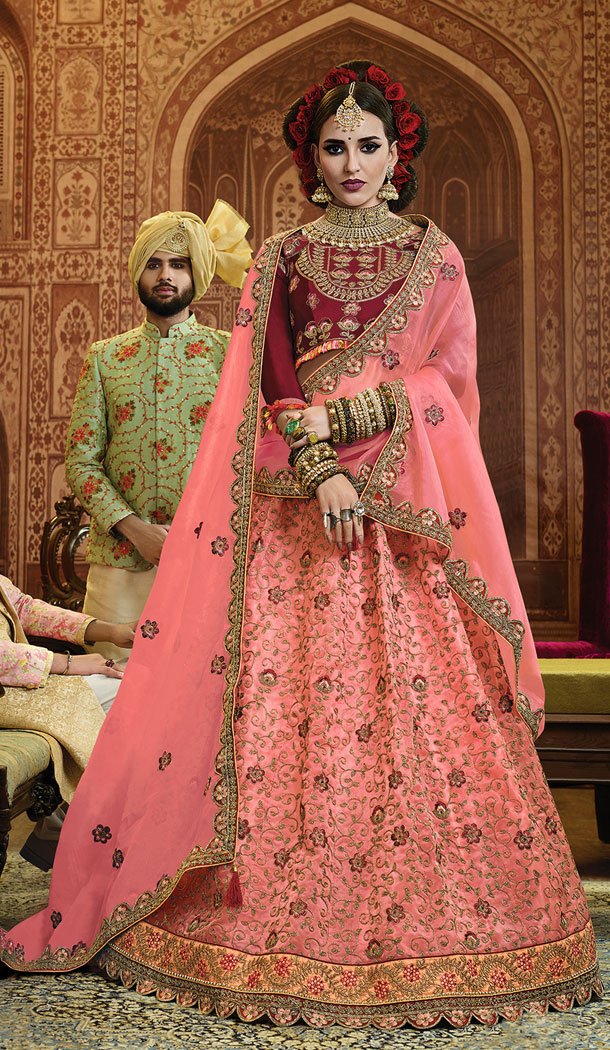 Pink Color Organza Silk Heavy Designer Lehenga Choli - 65285440