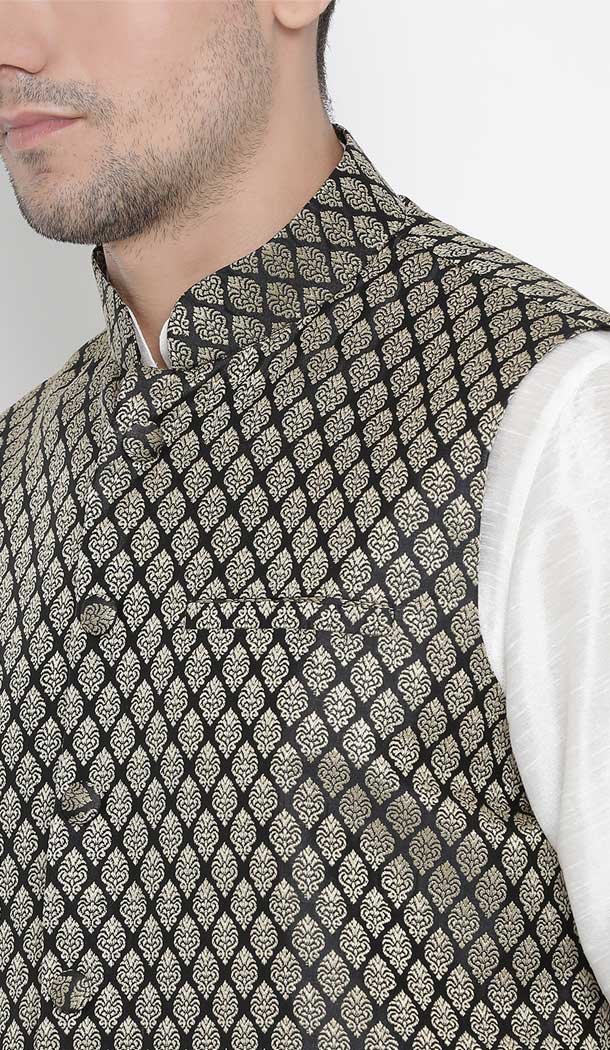 Kurta Pajama With Jacket Design in White Color