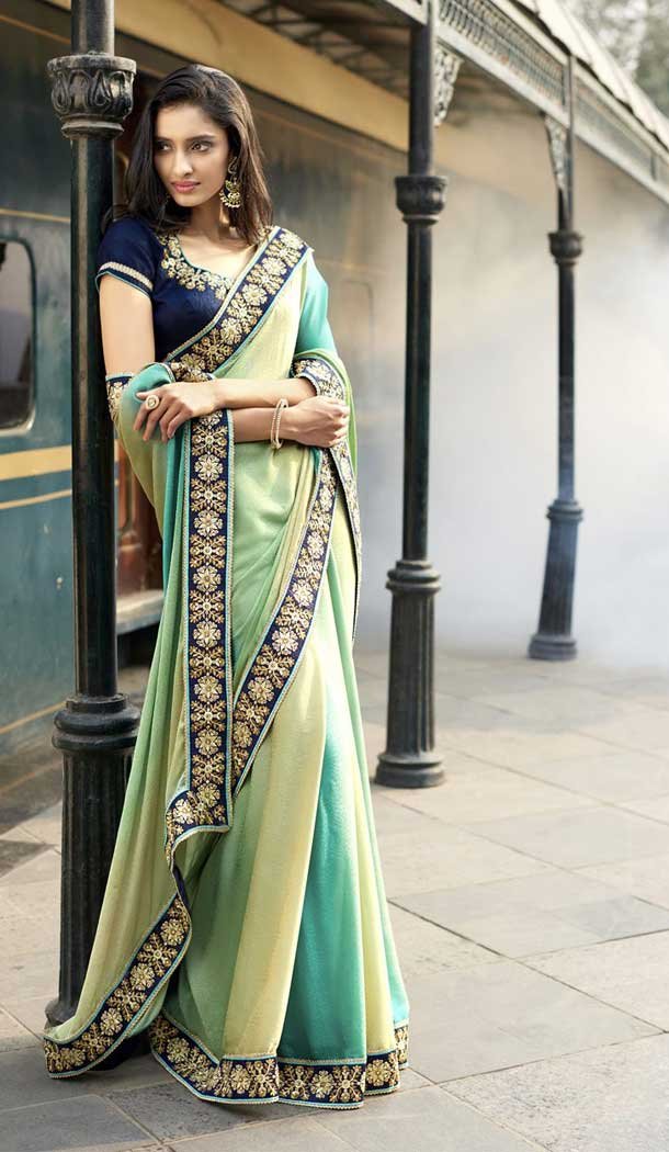 Olive Green Designer Sarees Blouses Online Uk - 398059747
