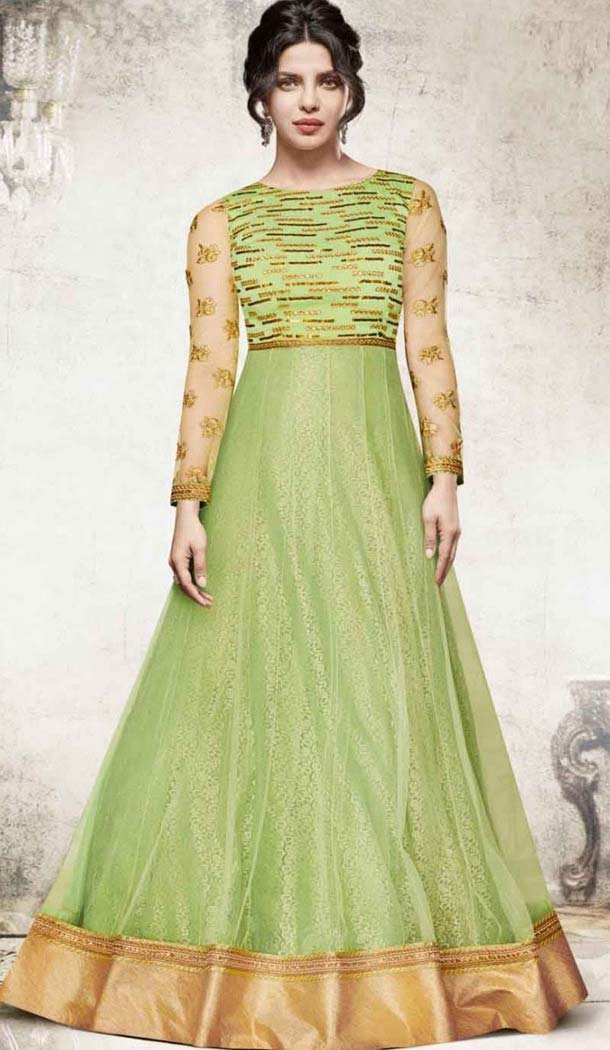 Light Green Georgette Bollywood Celebrity Priyanka Chopra Salwar Kameez - 406560619