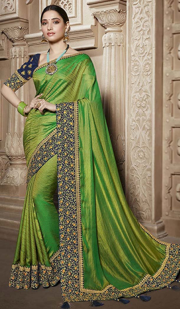 Exquisite Green Color Traditional Wear Silk Tamannaah Bhatia Saree - 580172229