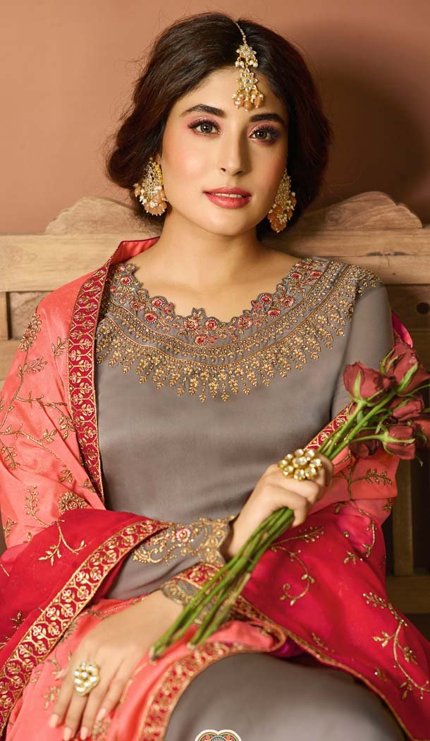 Heavy Georgette Beige Embroidery Salwar Kameez -581072322
