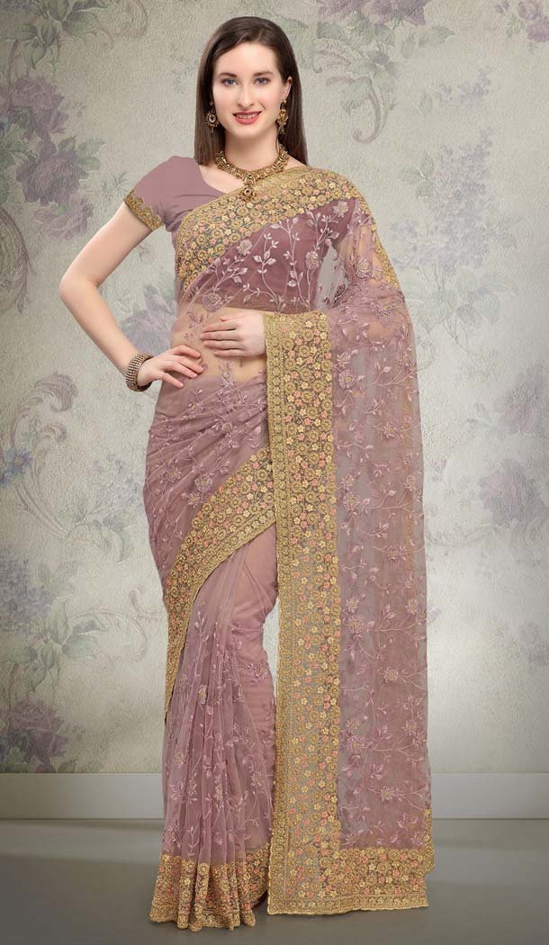 Designer Net Wine Sarees Online Shopping -581672357