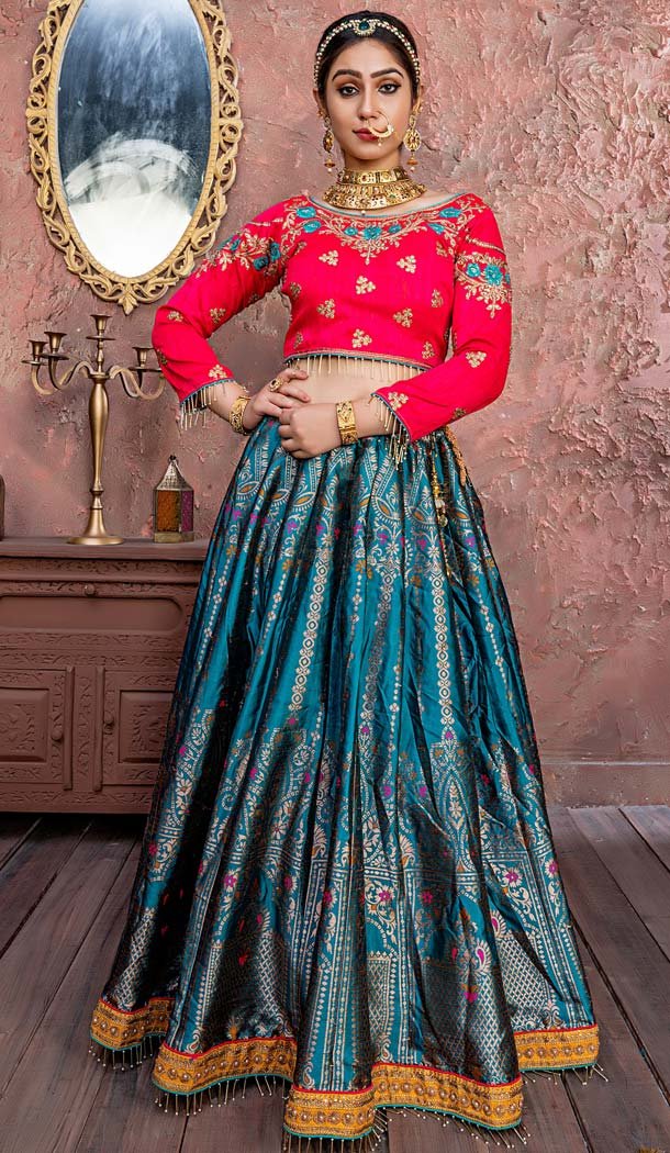Morpich Color Banarasi Silk Treditional Designer Lehenga Choli -4774061