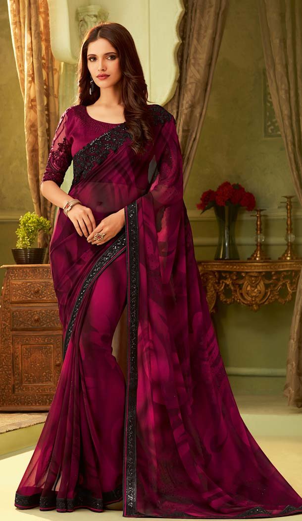stitched party wear saree