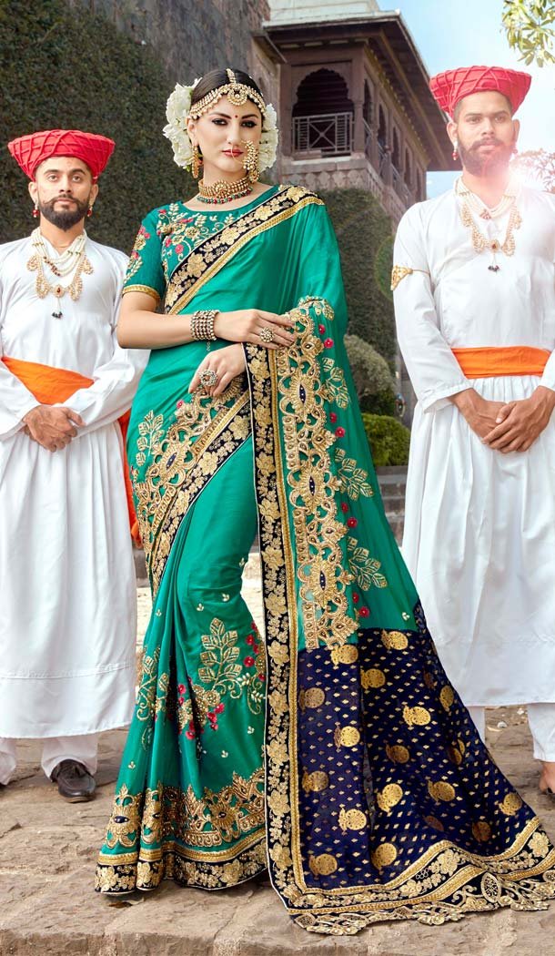 Green Color Rangoli Silk Designer Embroidered Treditional Saree -587873022