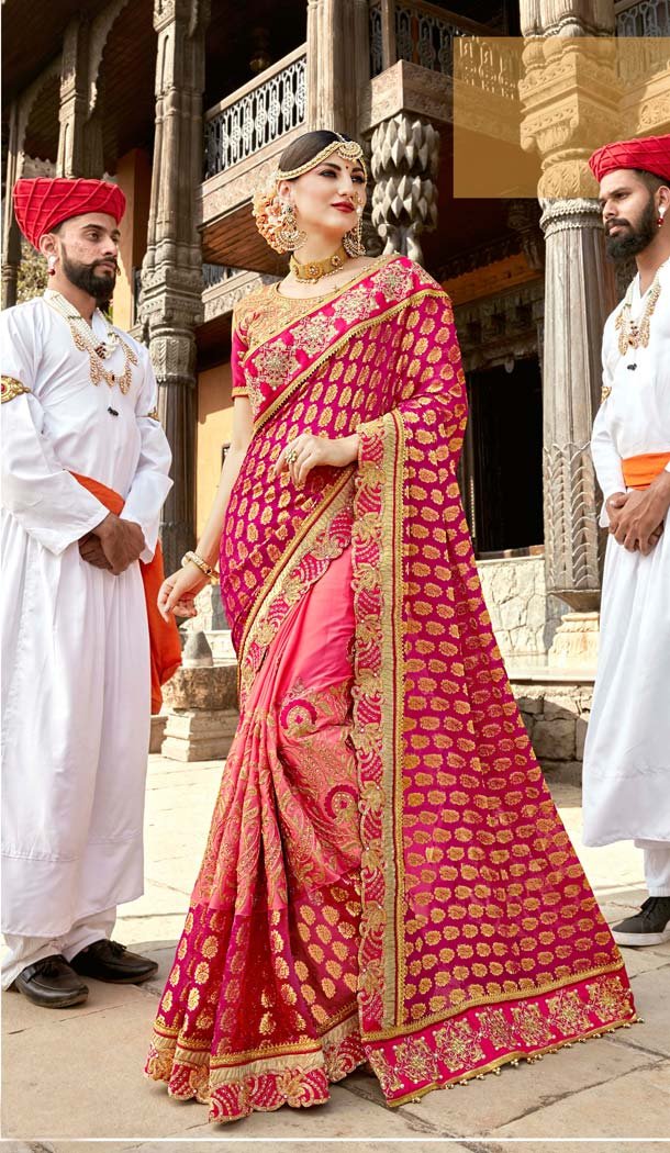 Rangoli Silk Pink Color Designer Embroidered Treditional Saree -587873028
