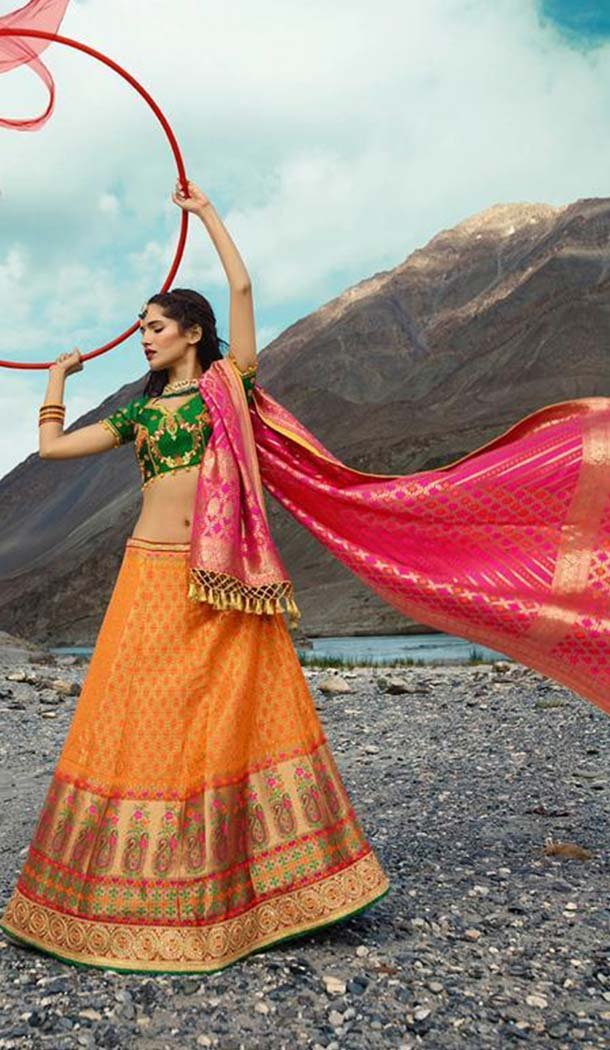 Orange Color Silk Designer Wedding Lehenga Choli -426662268
