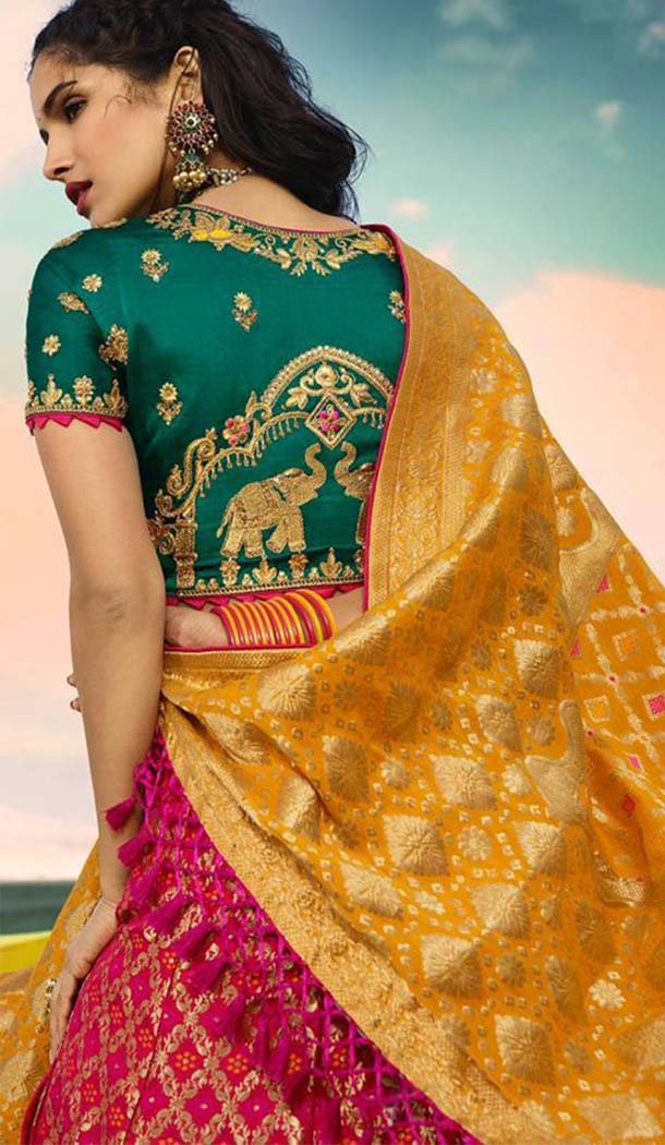 Designer Silk Wedding Lehenga Choli in Rani Pink Color -426662274